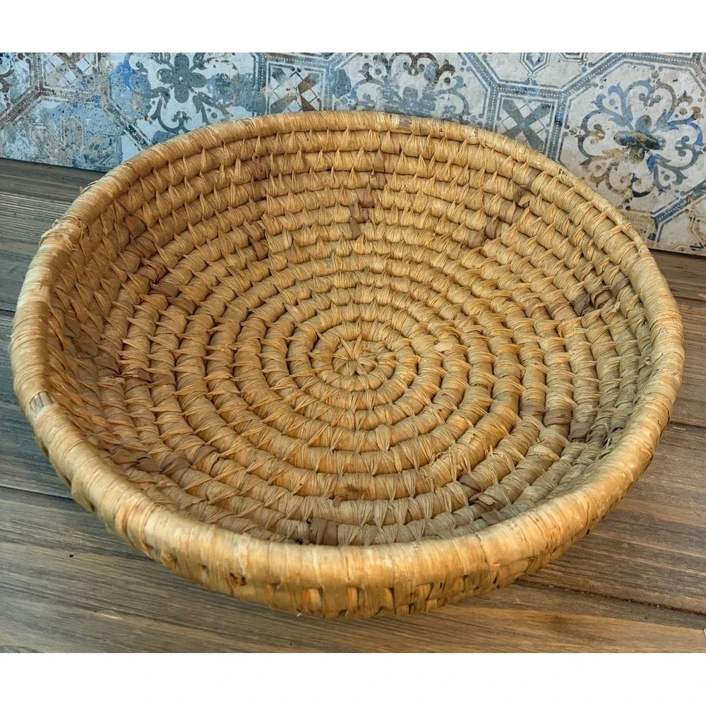 Unbranded Woven Straw Basket Coiled Decorative Bowl Cottagecore BOHO Excellent‎